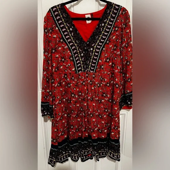 Anthropologie Akemi & Kin Sierra Shift Dress Size Small Bohemian Paisley Peasant - Picture 3 of 16